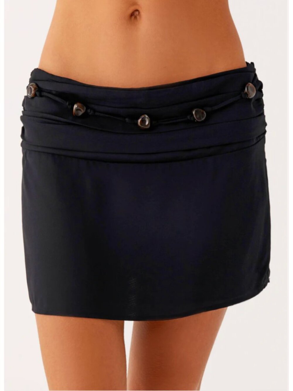 NWT Peppermayo Elice Mini Skirt Black Knotted Stone Belt Low Waisted Size US16